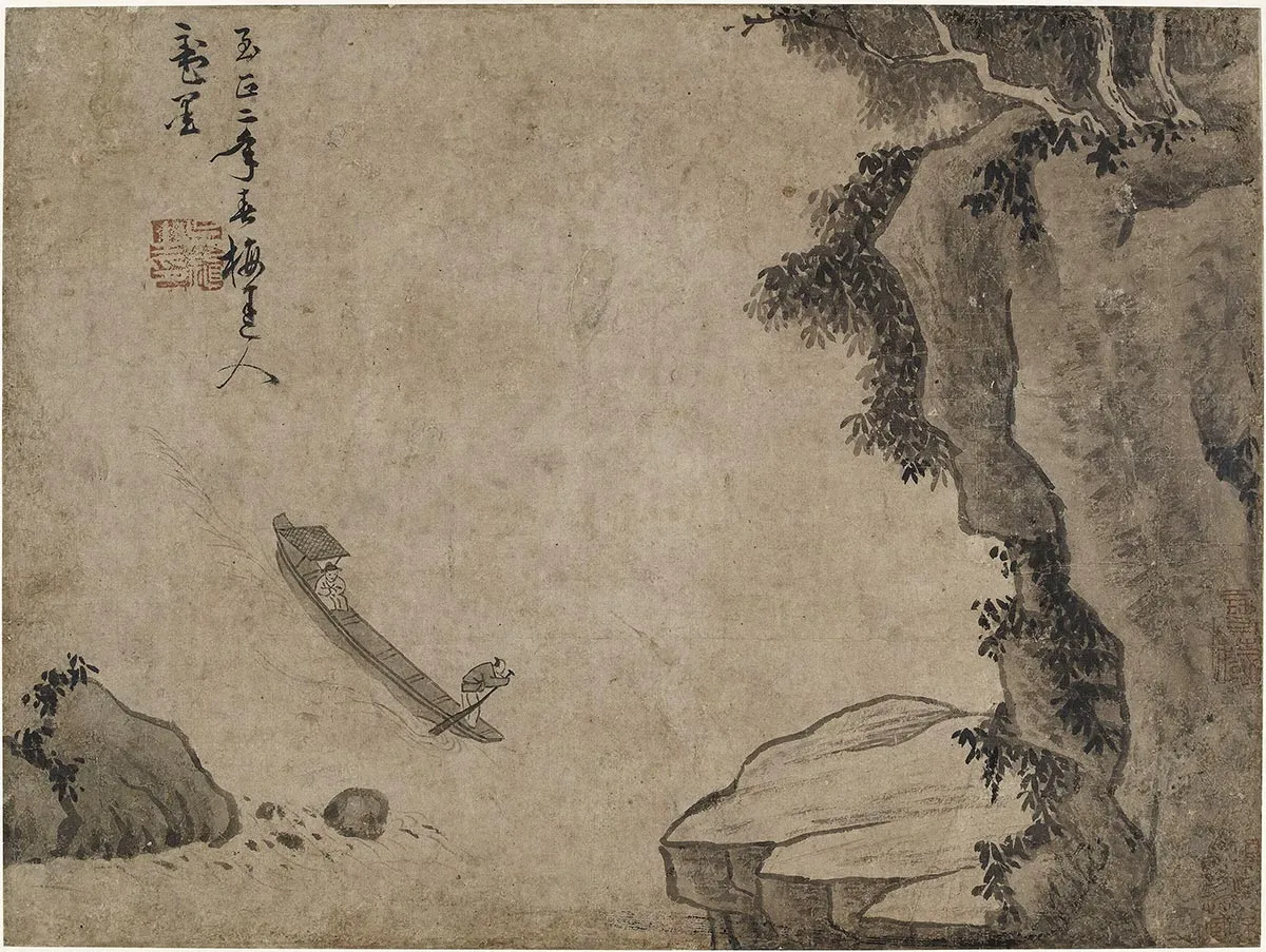 传元吴镇山水人物图