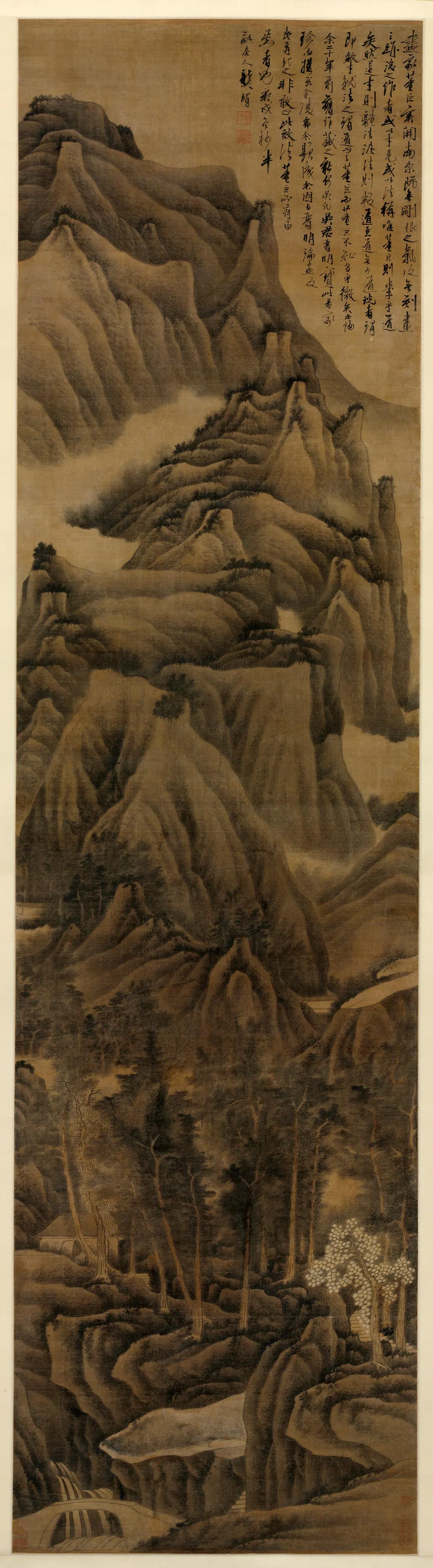 清龚贤仿董巨山水图轴