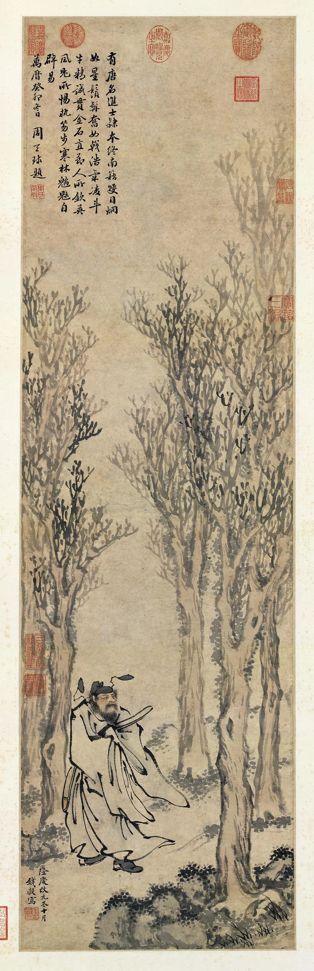 明钱谷画锺馗轴