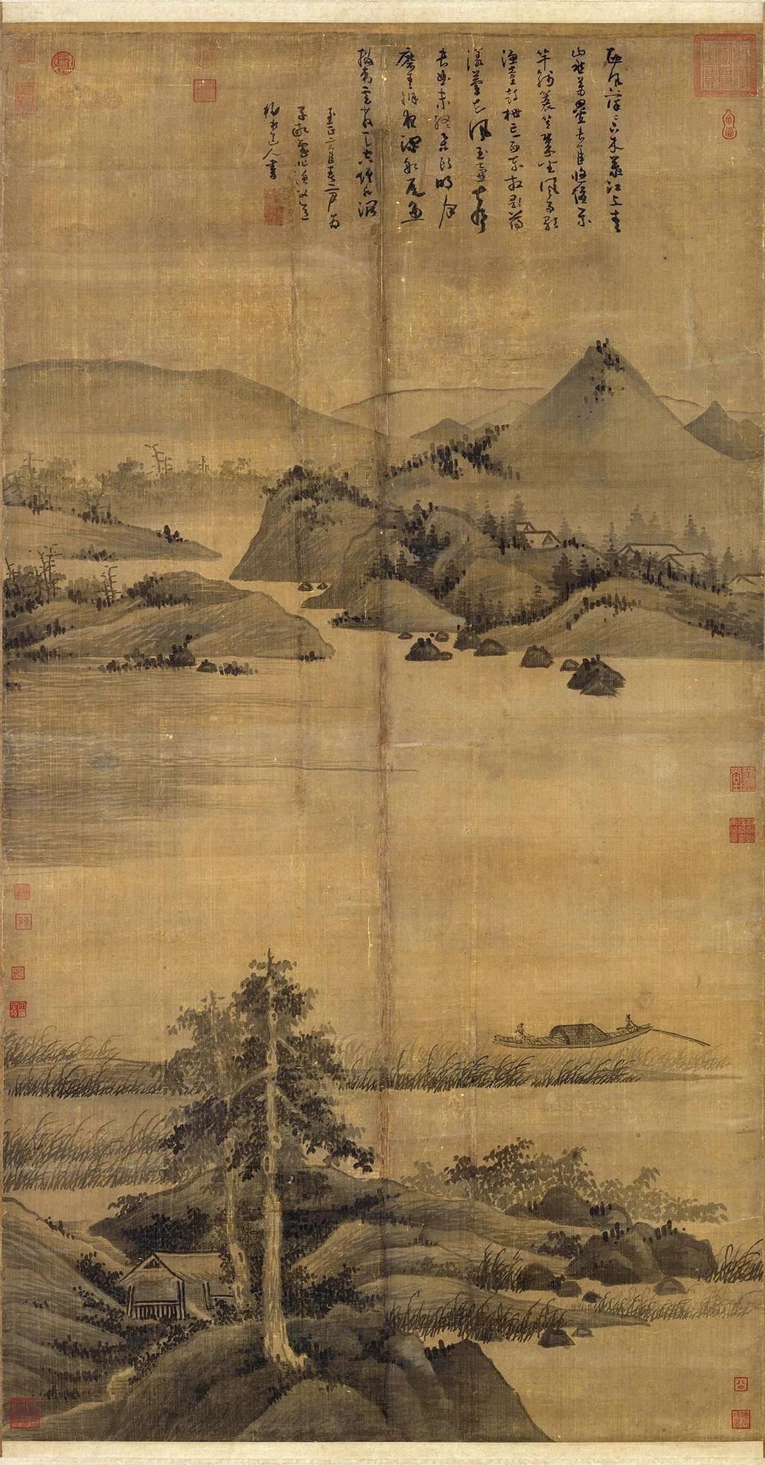 元吴镇渔父图轴