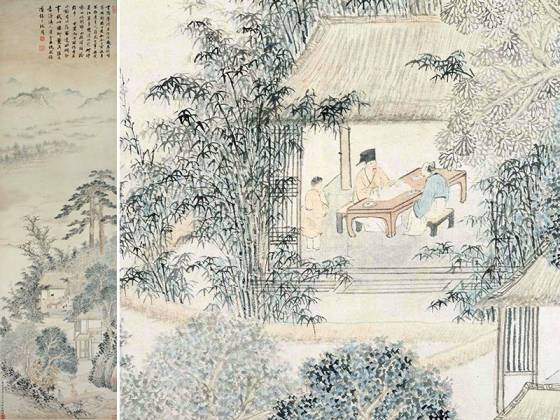 钱谷《补沈周重阳酒兴诗图》轴