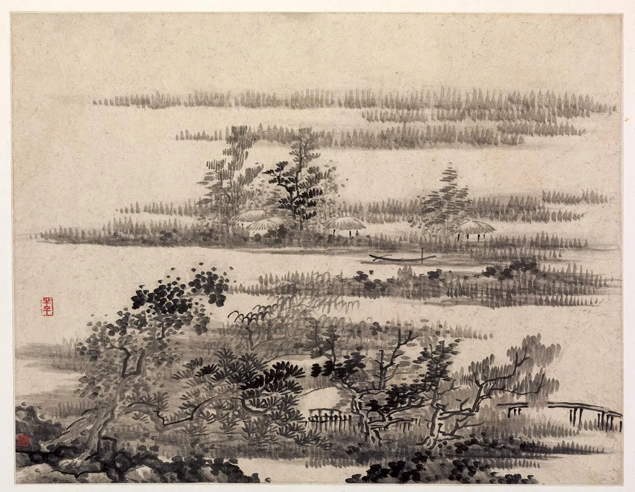 龚贤山水画《水乡清夏图》