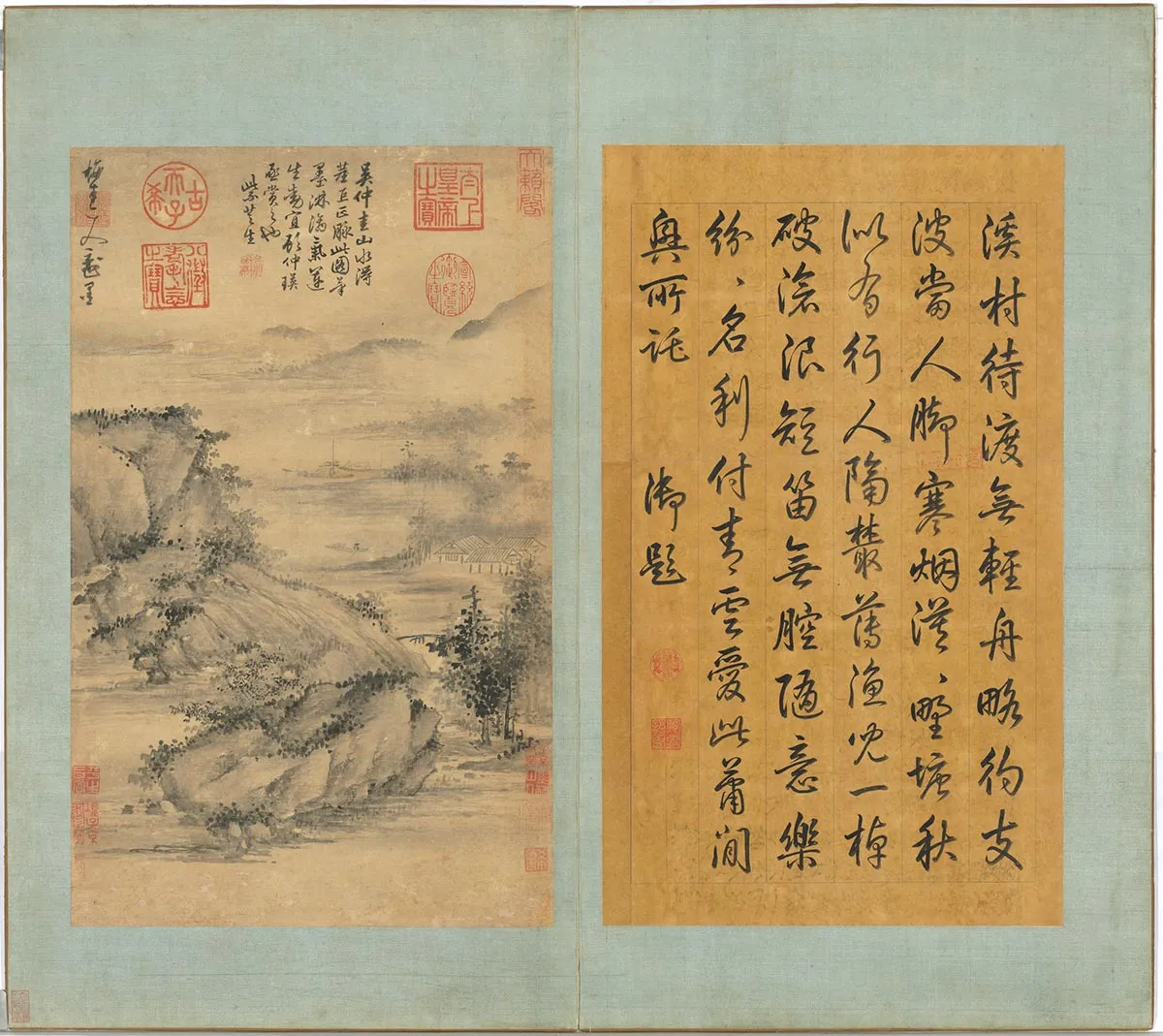 元吴镇山水画页