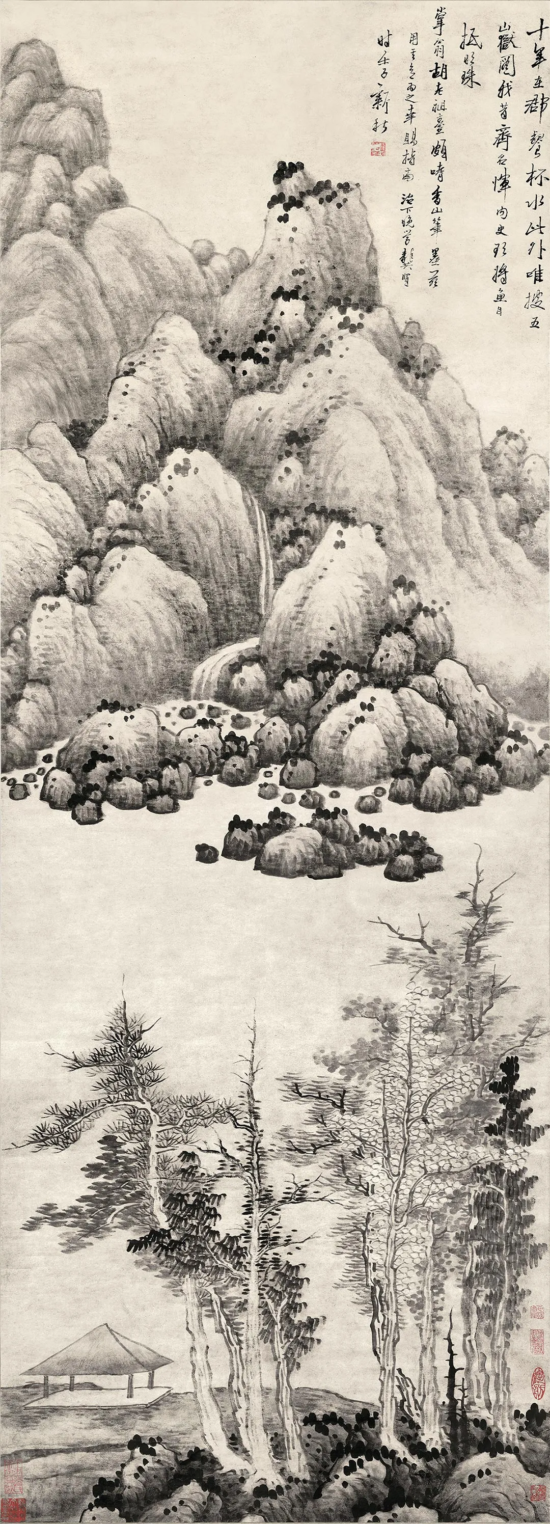 清龚贤画山水轴