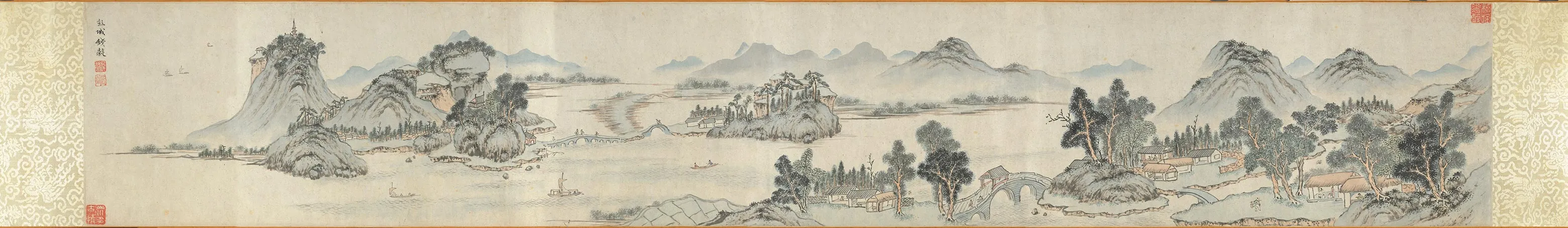 明钱谷山水画《石湖图》卷