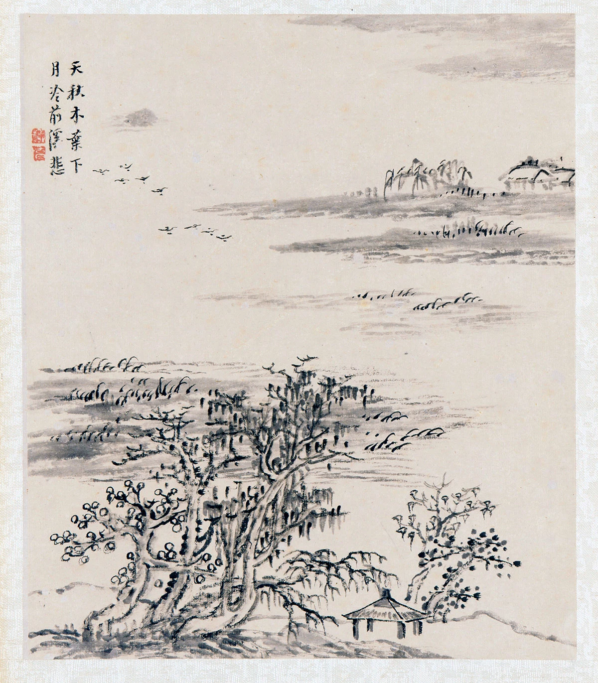柳堉水墨诗意山水《李白秋思诗意图》