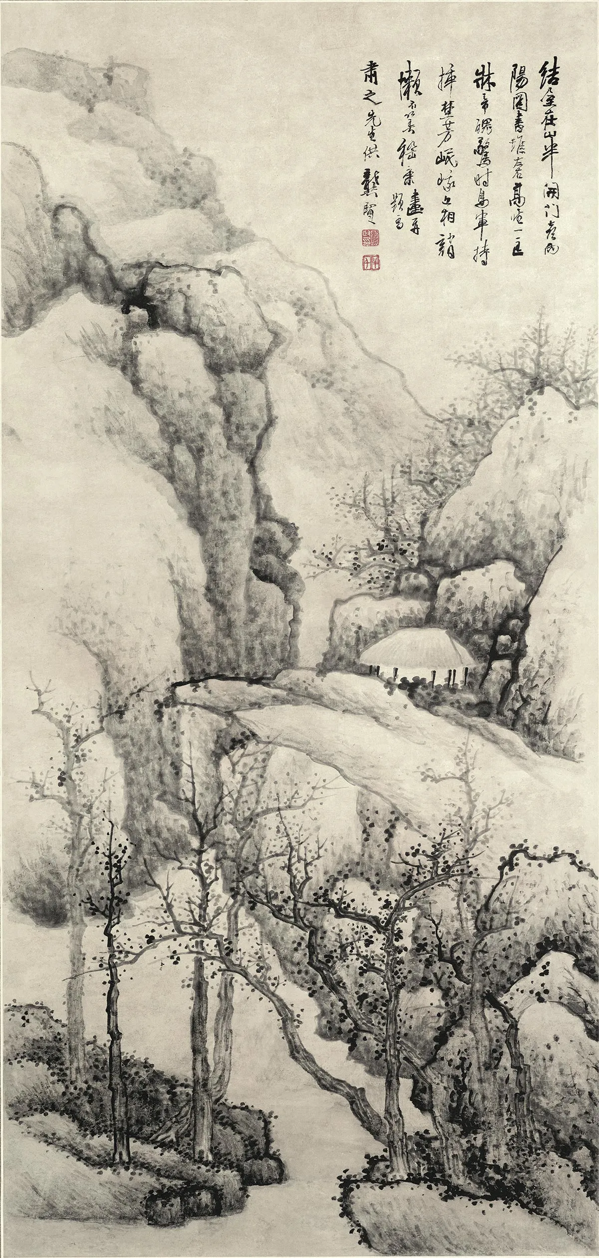 清龚贤山水画轴