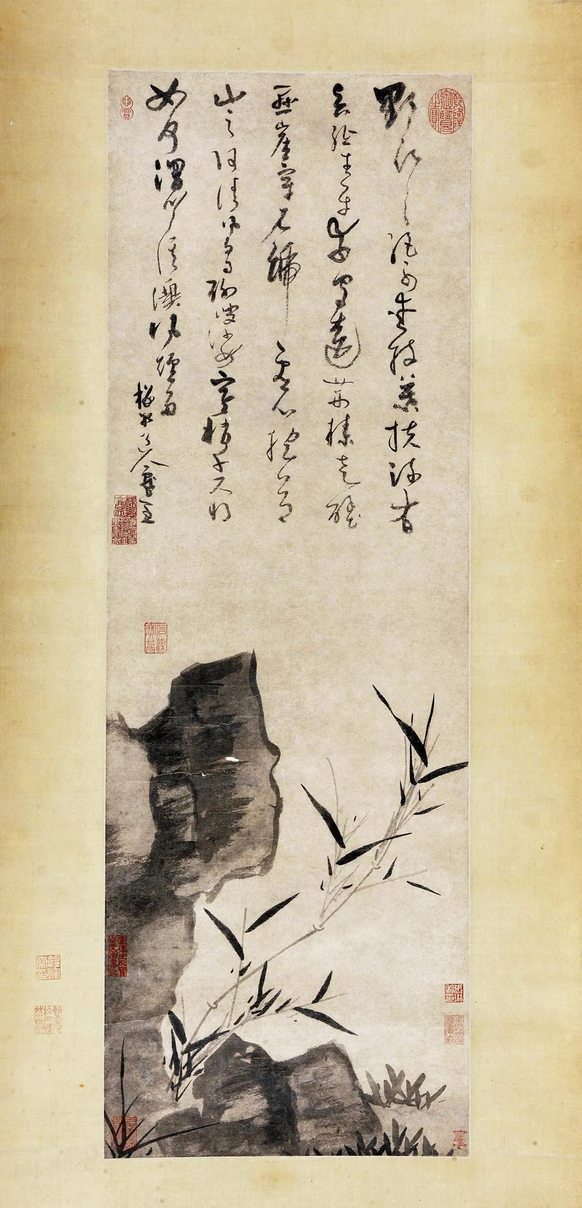 元吴镇野竹图轴