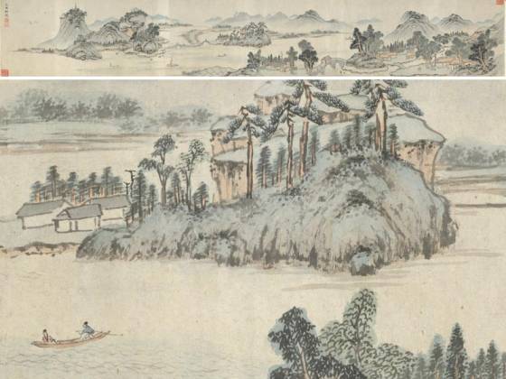 明钱谷山水画《石湖图》卷