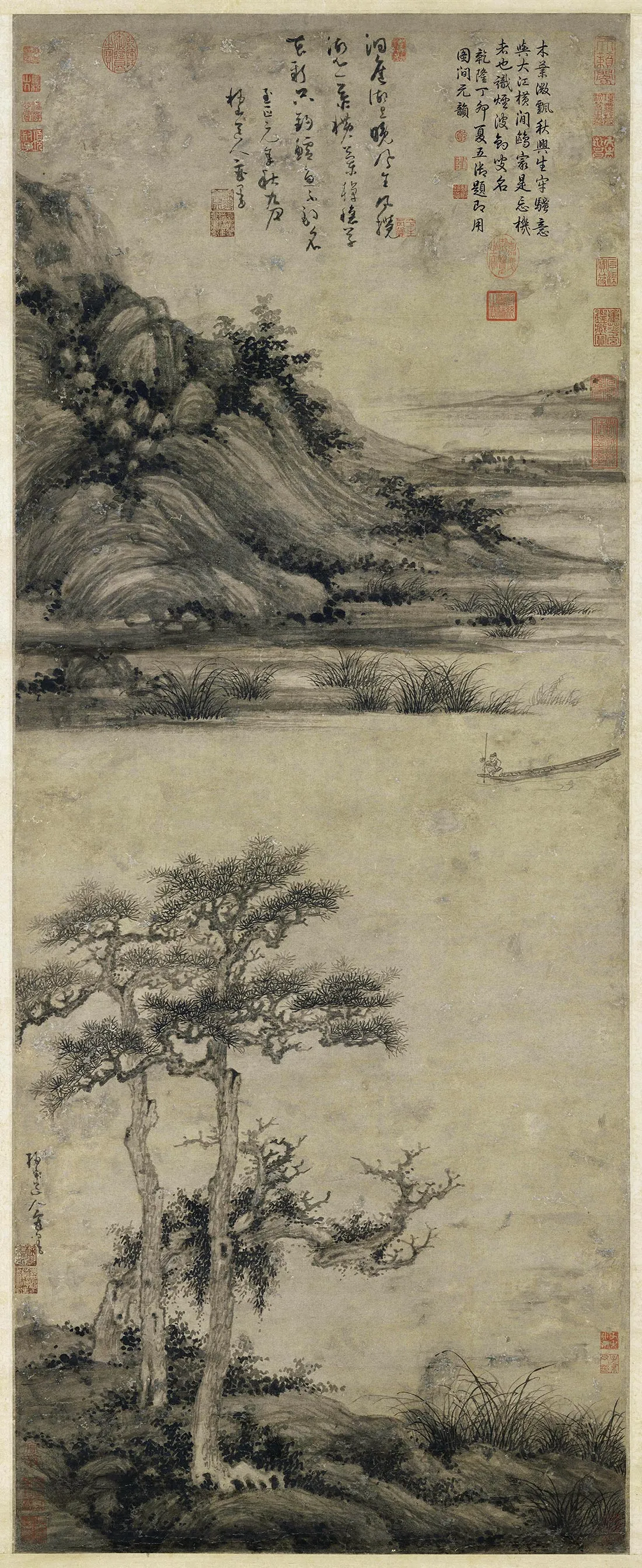 吴镇山水画《洞庭渔隐图》