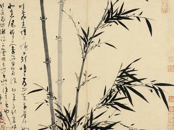 吴镇水墨竹《晴霏晓日图》页