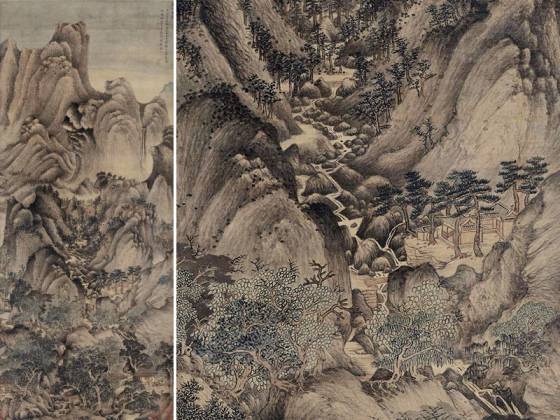 王蒙山水画《夏山高隐图》轴
