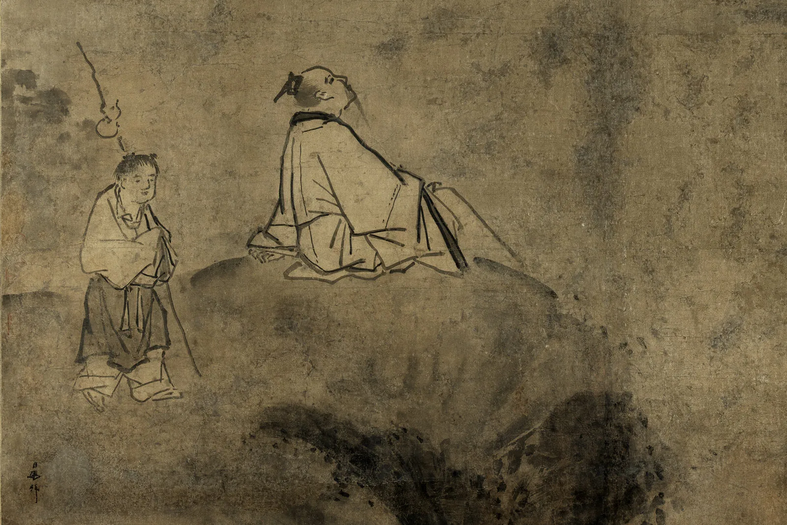 马麟山水人物画《观瀑图轴》 - 国画作品高清大图下载- 集古作网