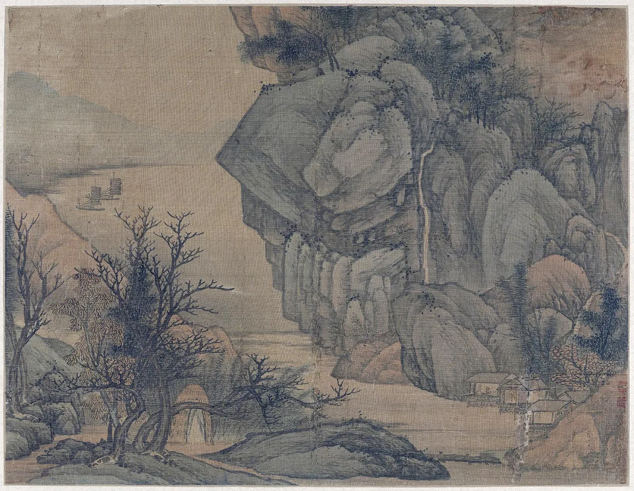 清高岑山水画《江行图》