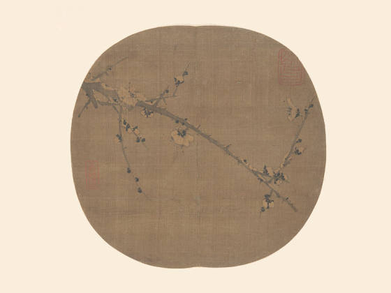 马麟花卉画《雪梅图》团扇页