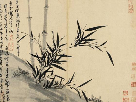 吴镇水墨竹《竹窗思阒寥图》页