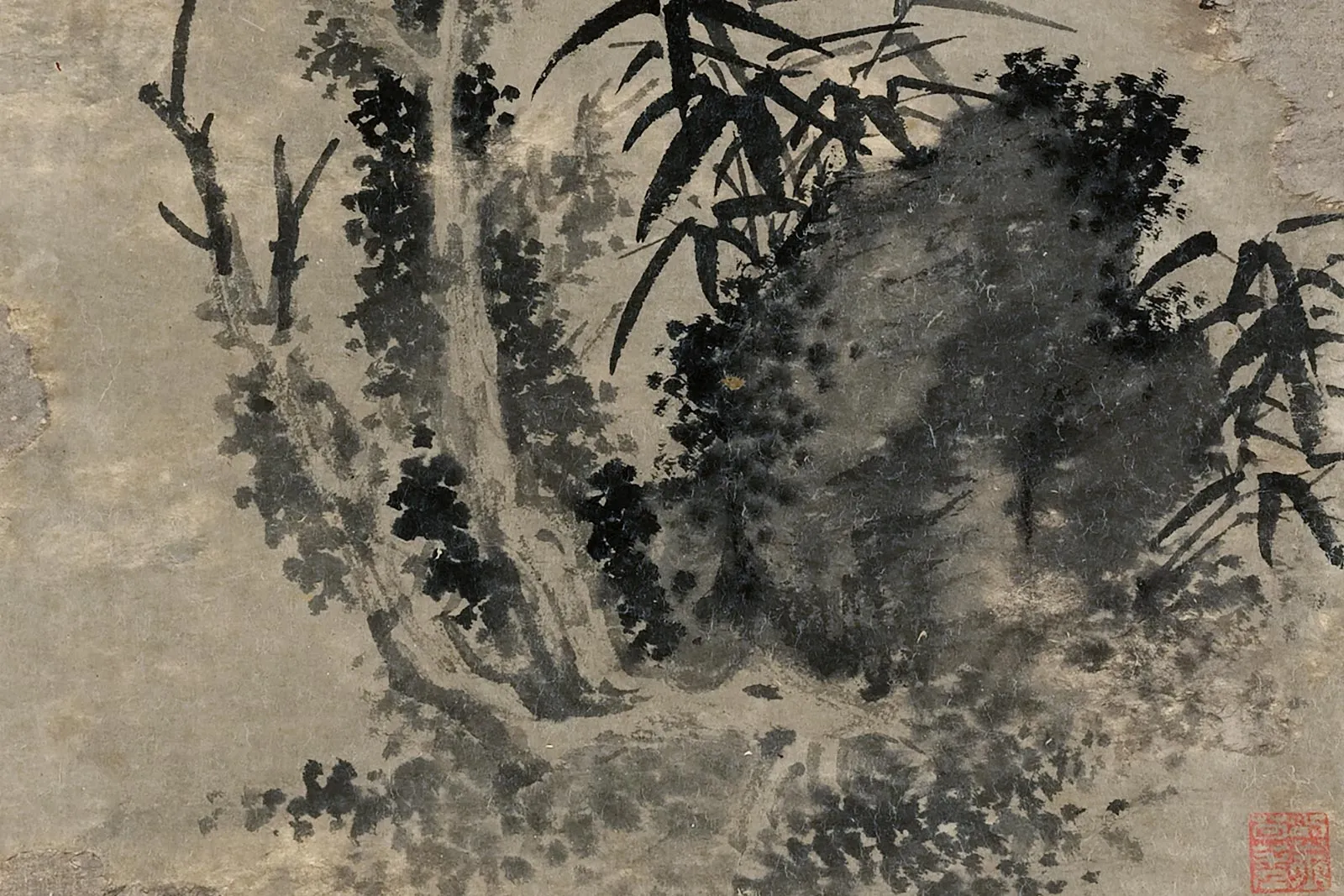 水墨画　宝寿珠 历代集绘《吴镇枯木竹石图》页- 国画作品高清大图下载- 集古作网