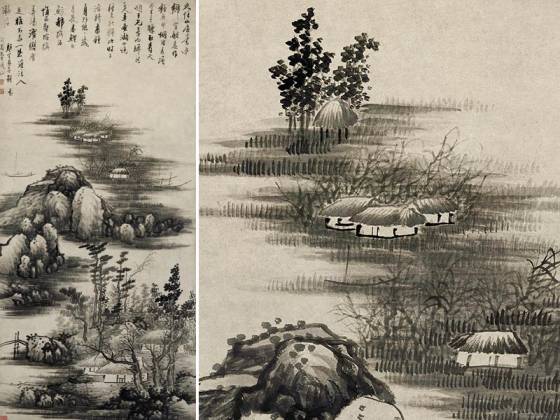 龚贤水墨山水画轴