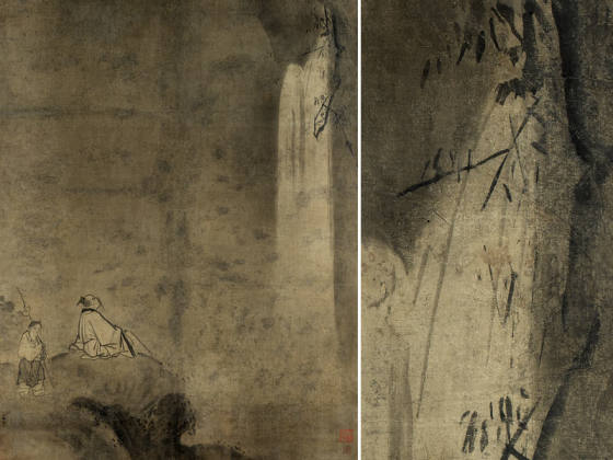 马麟山水人物画《观瀑图轴》