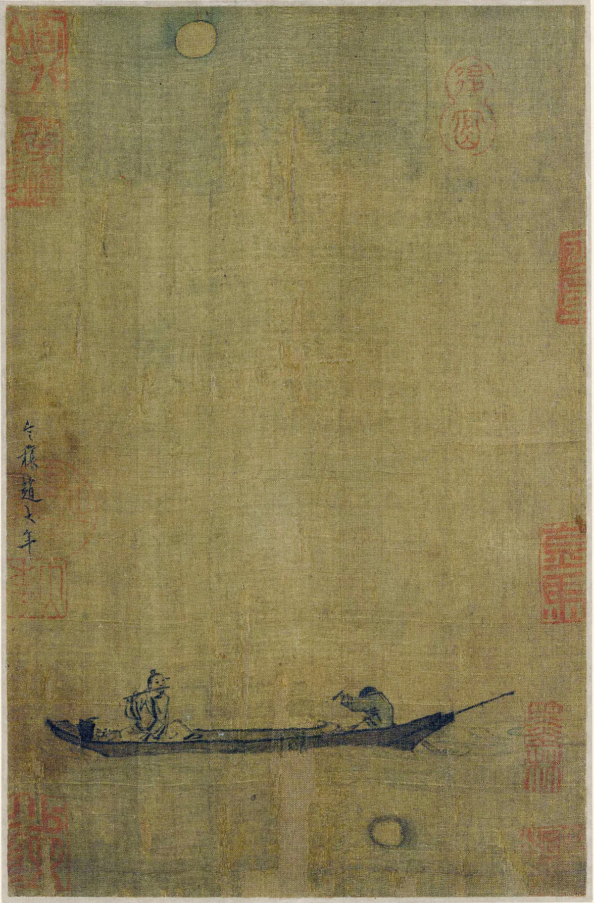 传宋赵令穰夜景山水《舟月图》