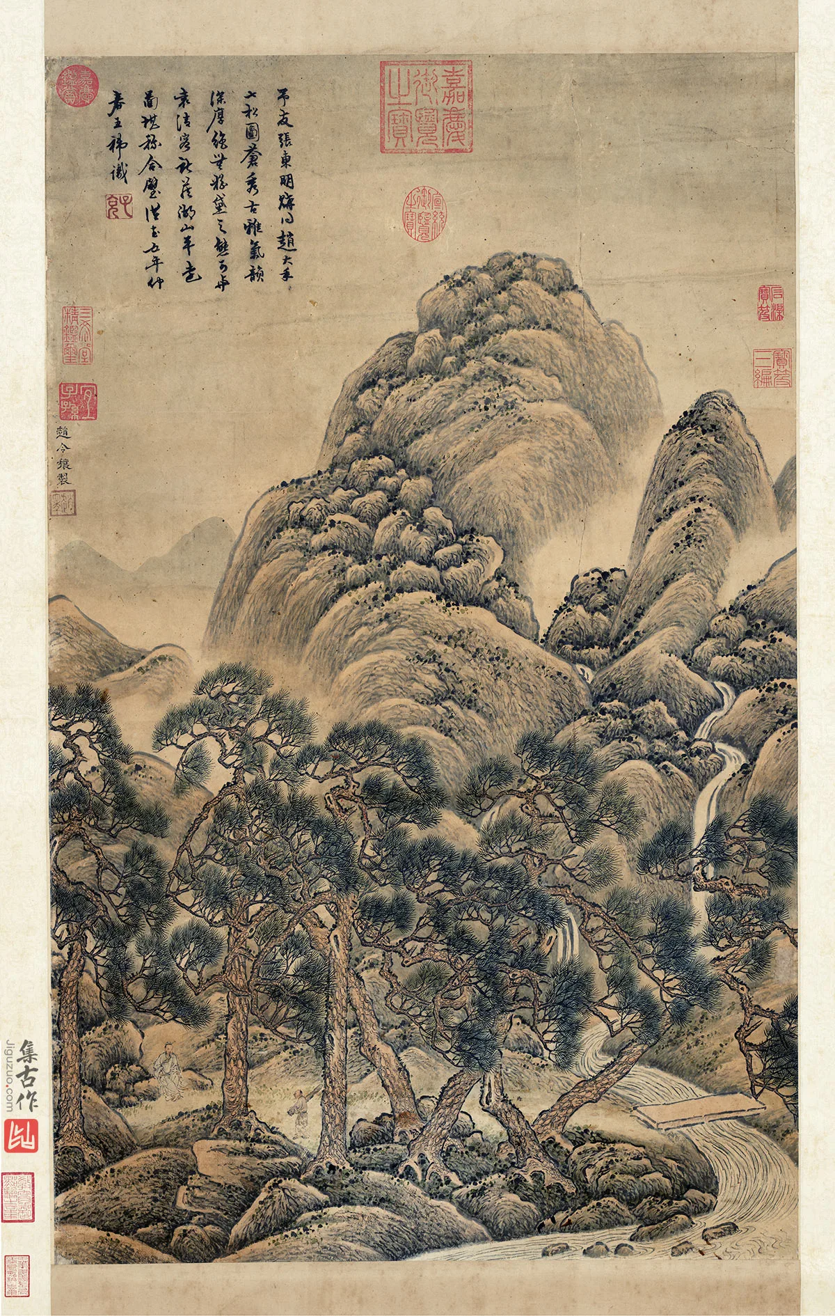 传宋赵令穰山水画《七松图》