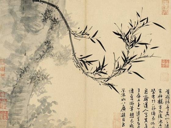 吴镇水墨竹《玄妙观竹图》页