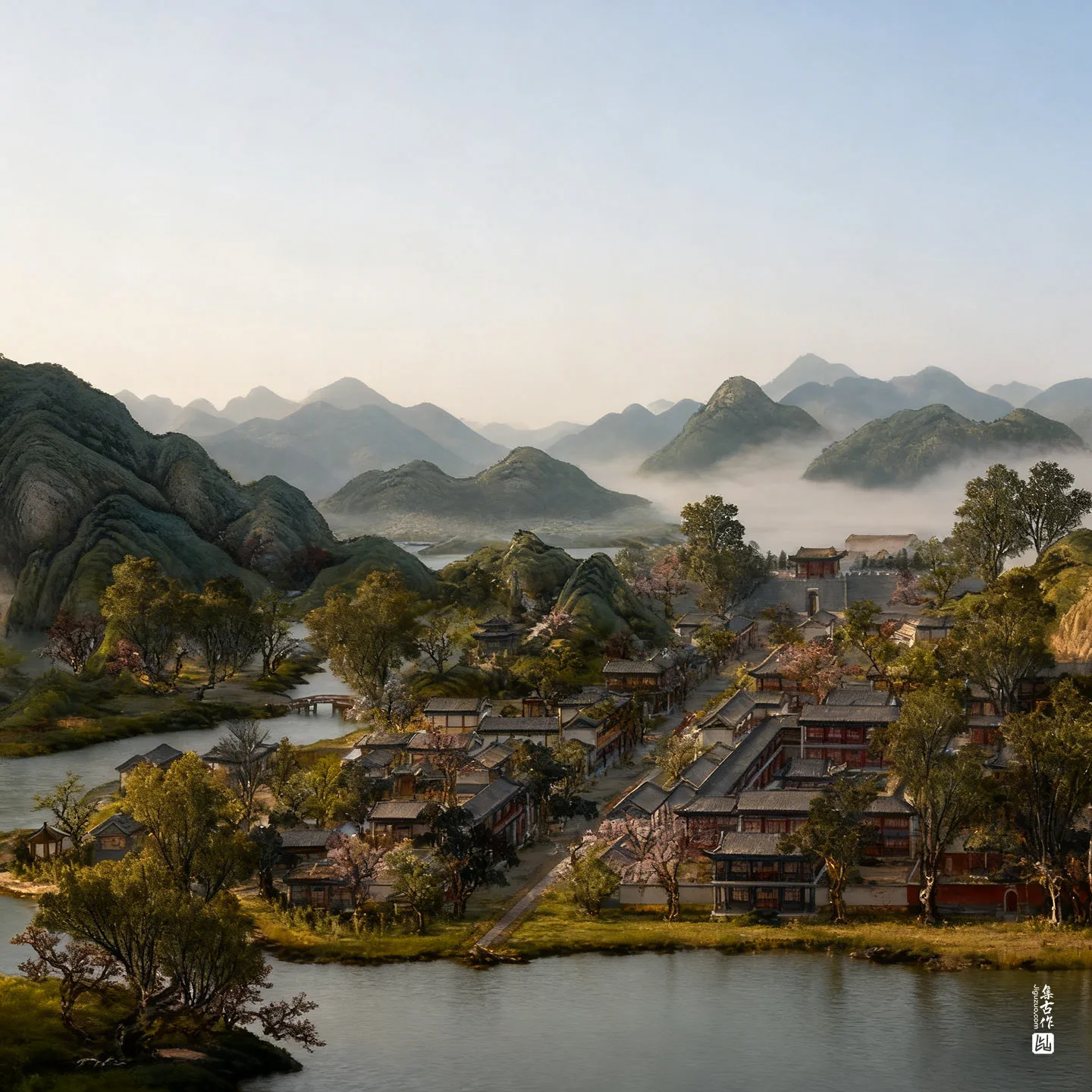 圆明园四十景图·坐石临流实景图