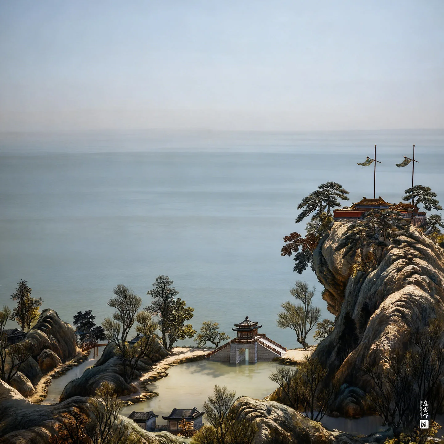 圆明园四十景图·夹镜鸣琴实景图