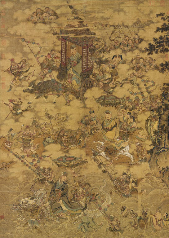 传宋马麟佛道人物画《三官出巡图》轴