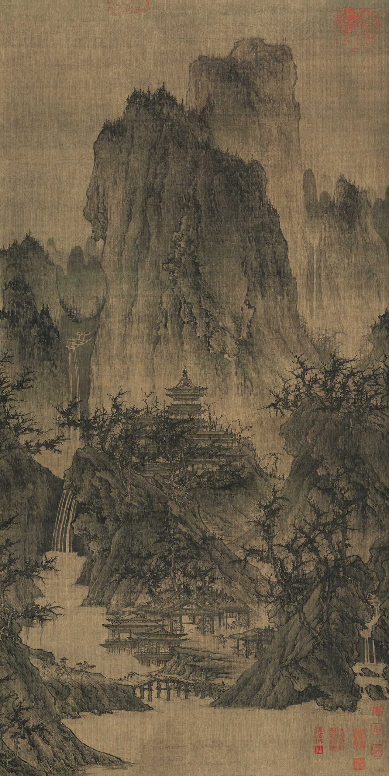 李成山水画《晴峦萧寺图》轴