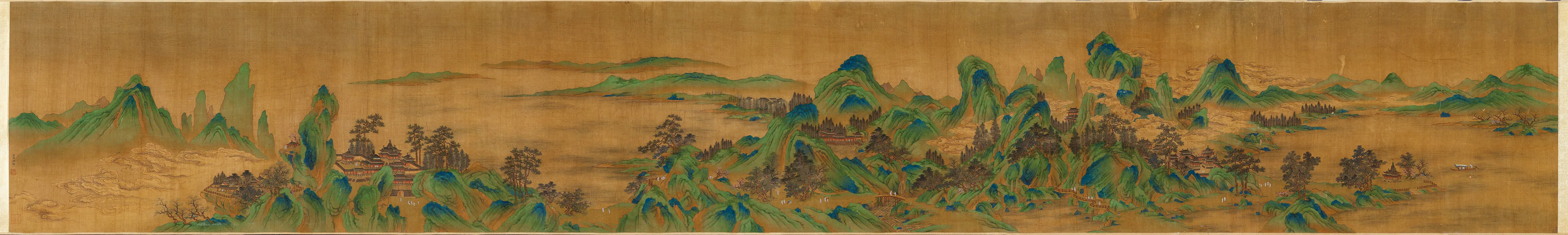 传宋赵伯驹青绿山水《仙山楼阁图》卷