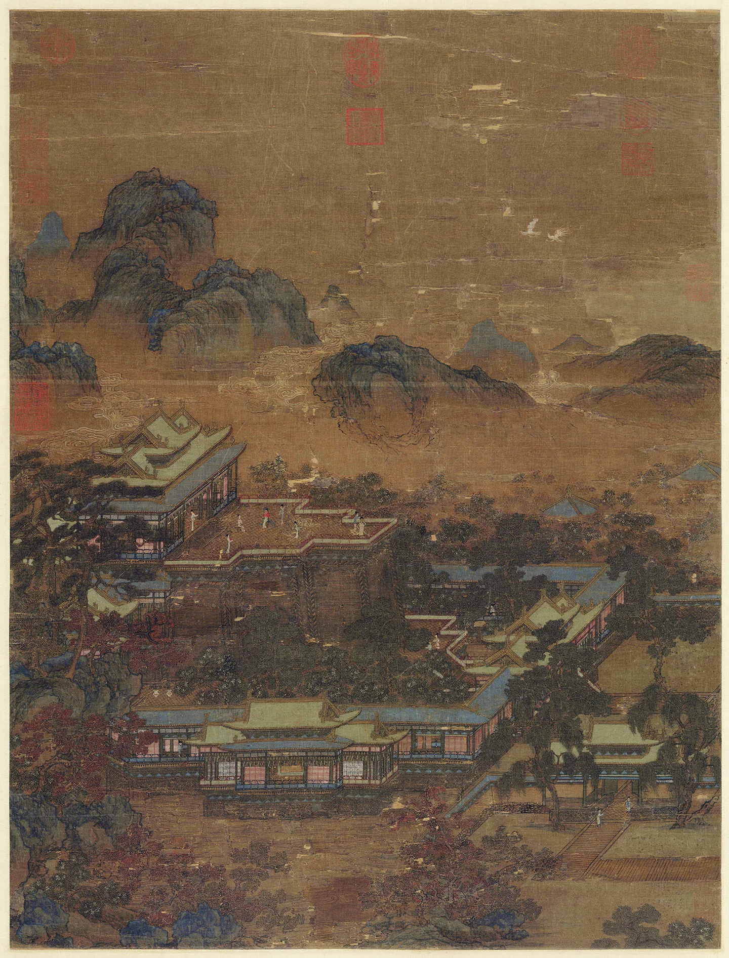 传宋赵伯驹山水楼阁画《阿阁图》轴