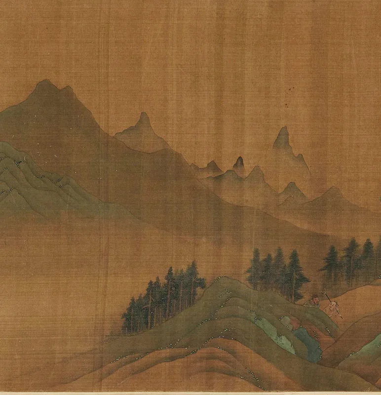 传宋赵伯驹山水人物画《禹王开山图》卷_04