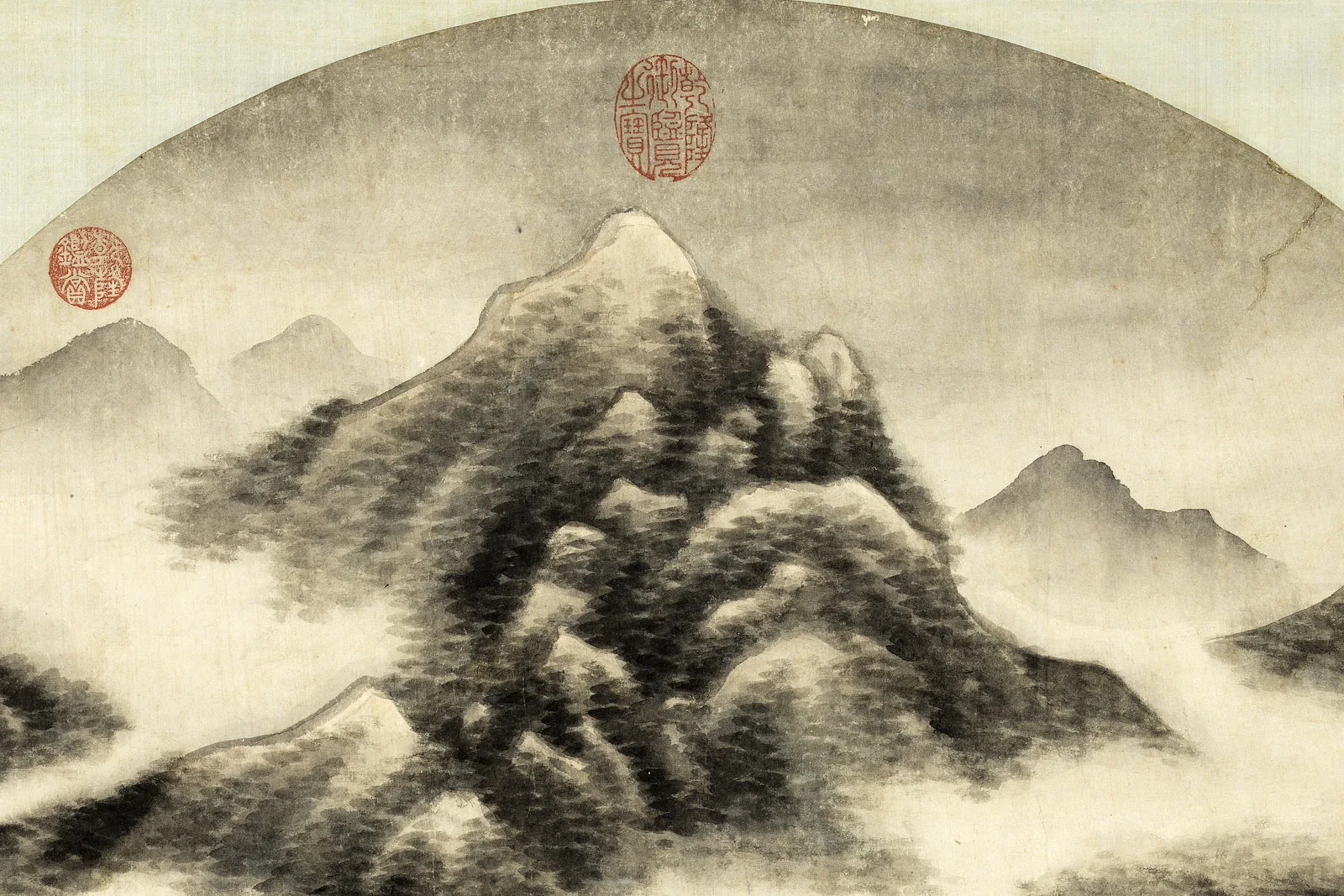 王炳水墨山水《山村烟雨图》轴- 国画作品高清大图下载- 集古作网