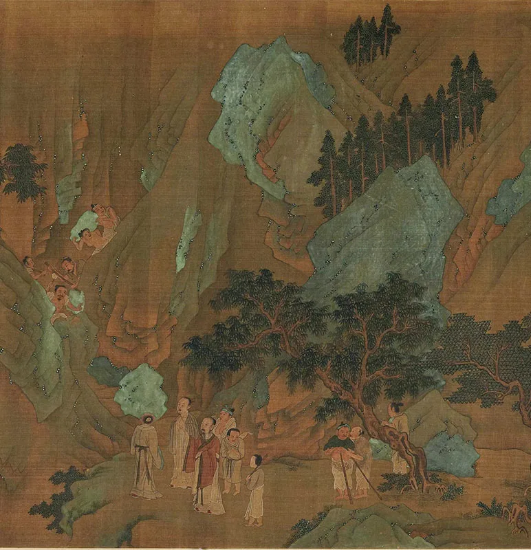传宋赵伯驹山水人物画《禹王开山图》卷_07