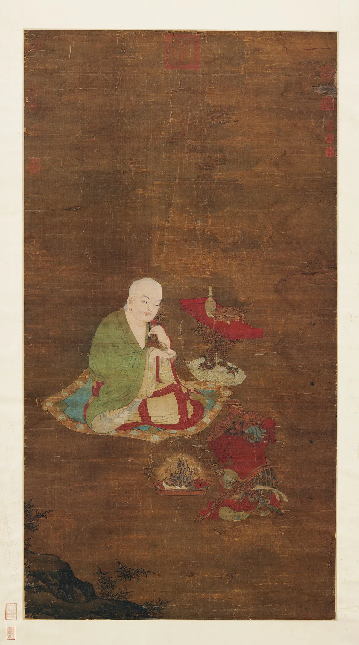 传宋赵伯驹《画海神听讲图》轴