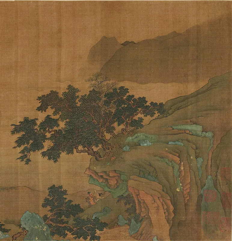 传宋赵伯驹山水人物画《禹王开山图》卷_12