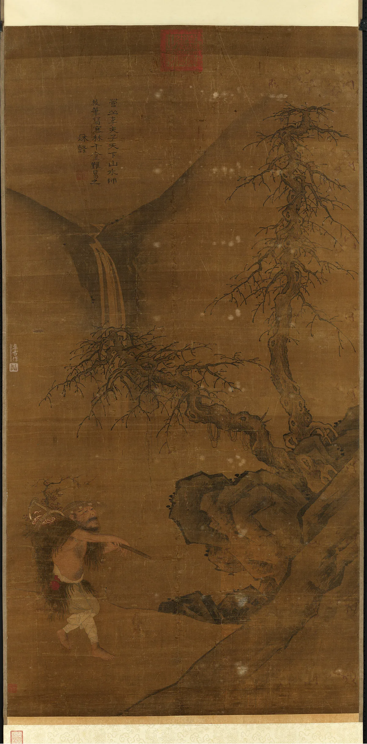 传宋李成山水人物《寒林图》