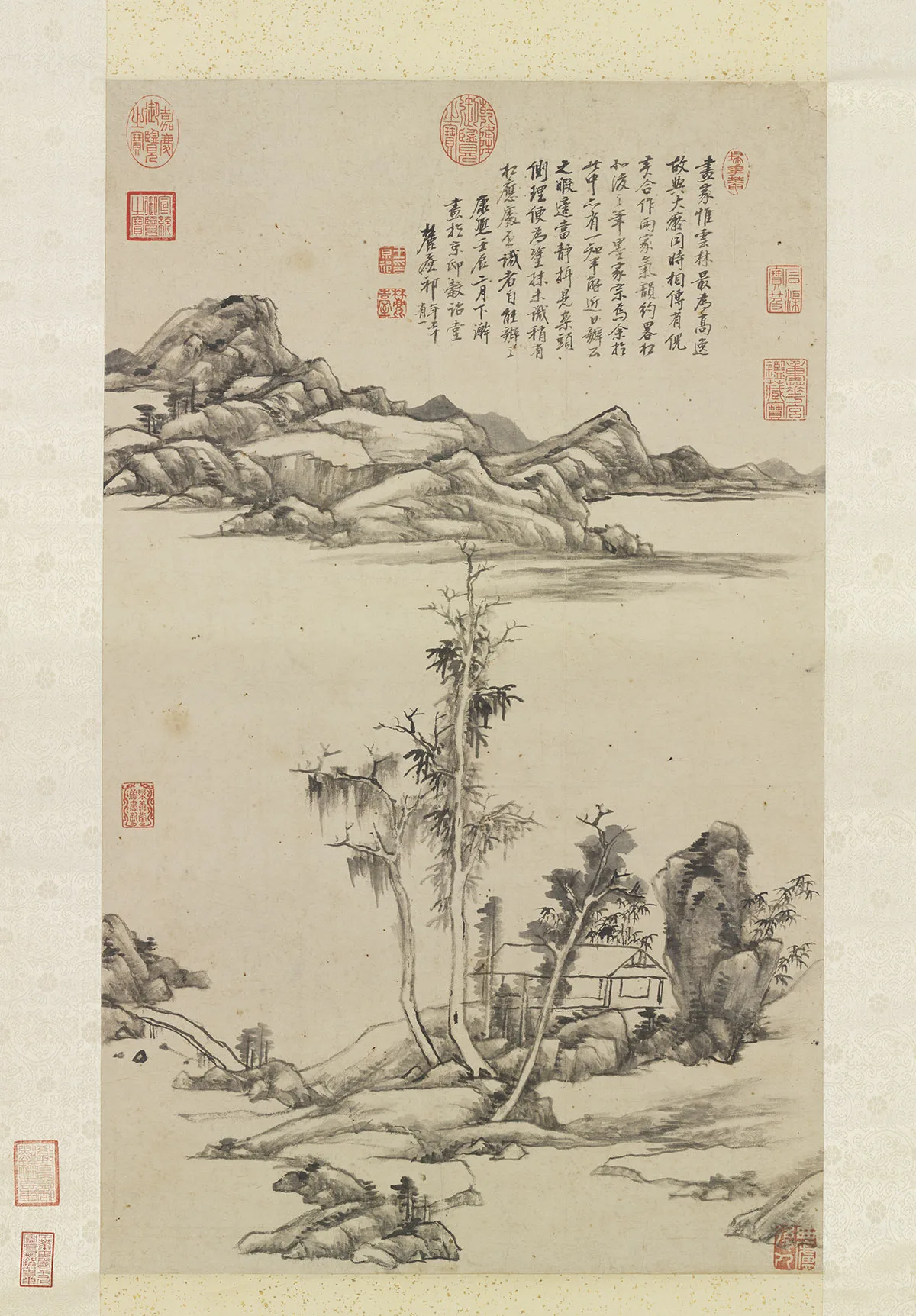 清王原祁仿倪瓒山水轴