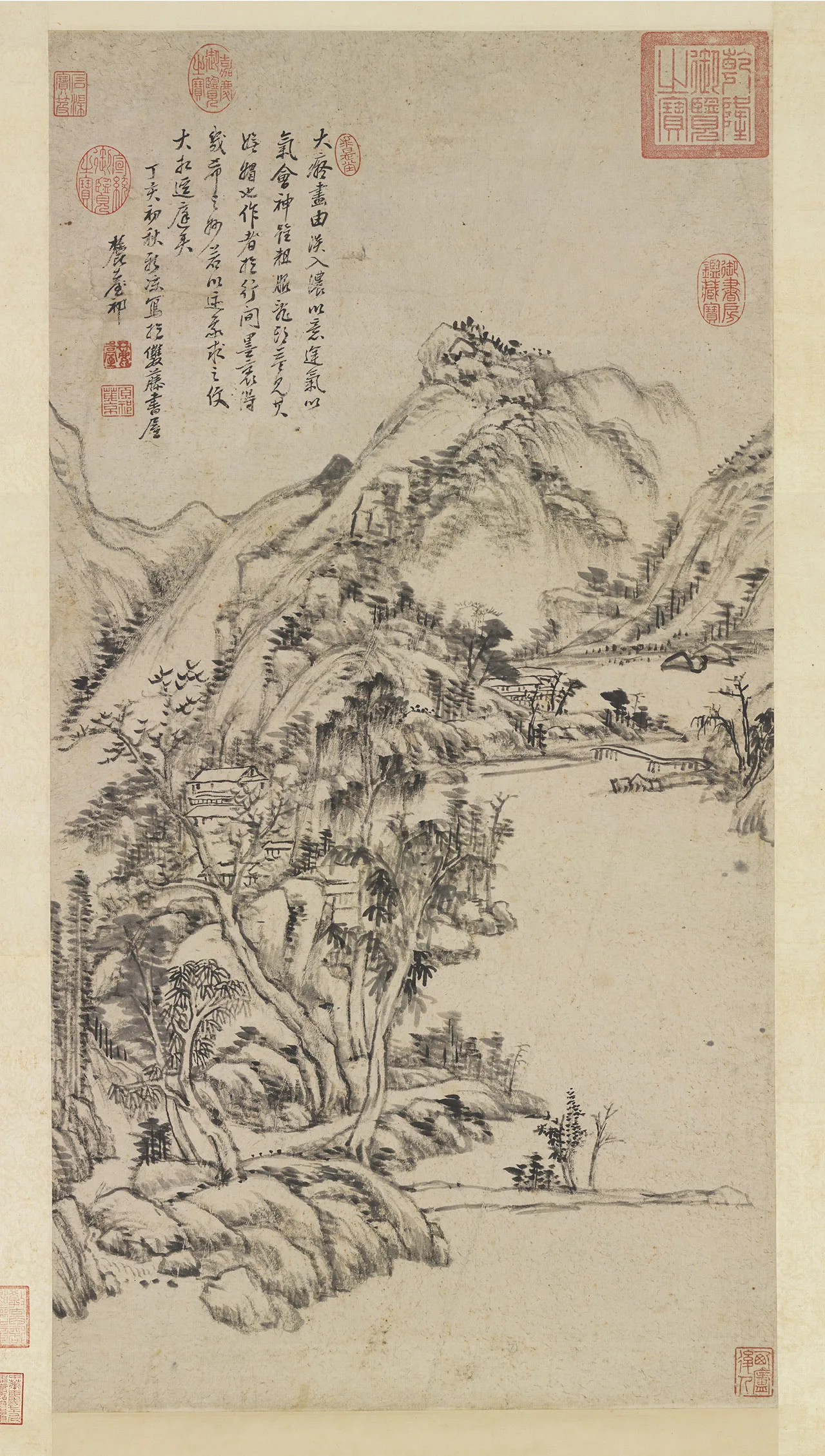 清王原祁水墨山水仿黄公望笔意轴