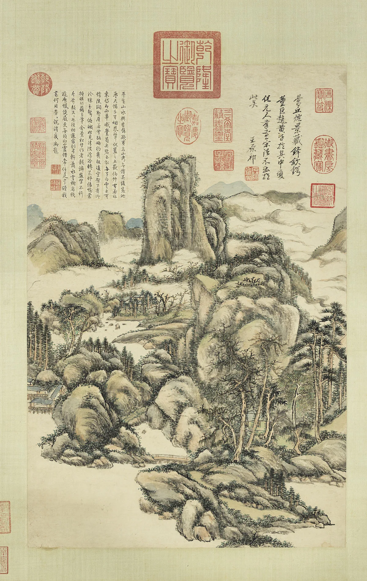 清王原祁山水《远岫归云图》轴