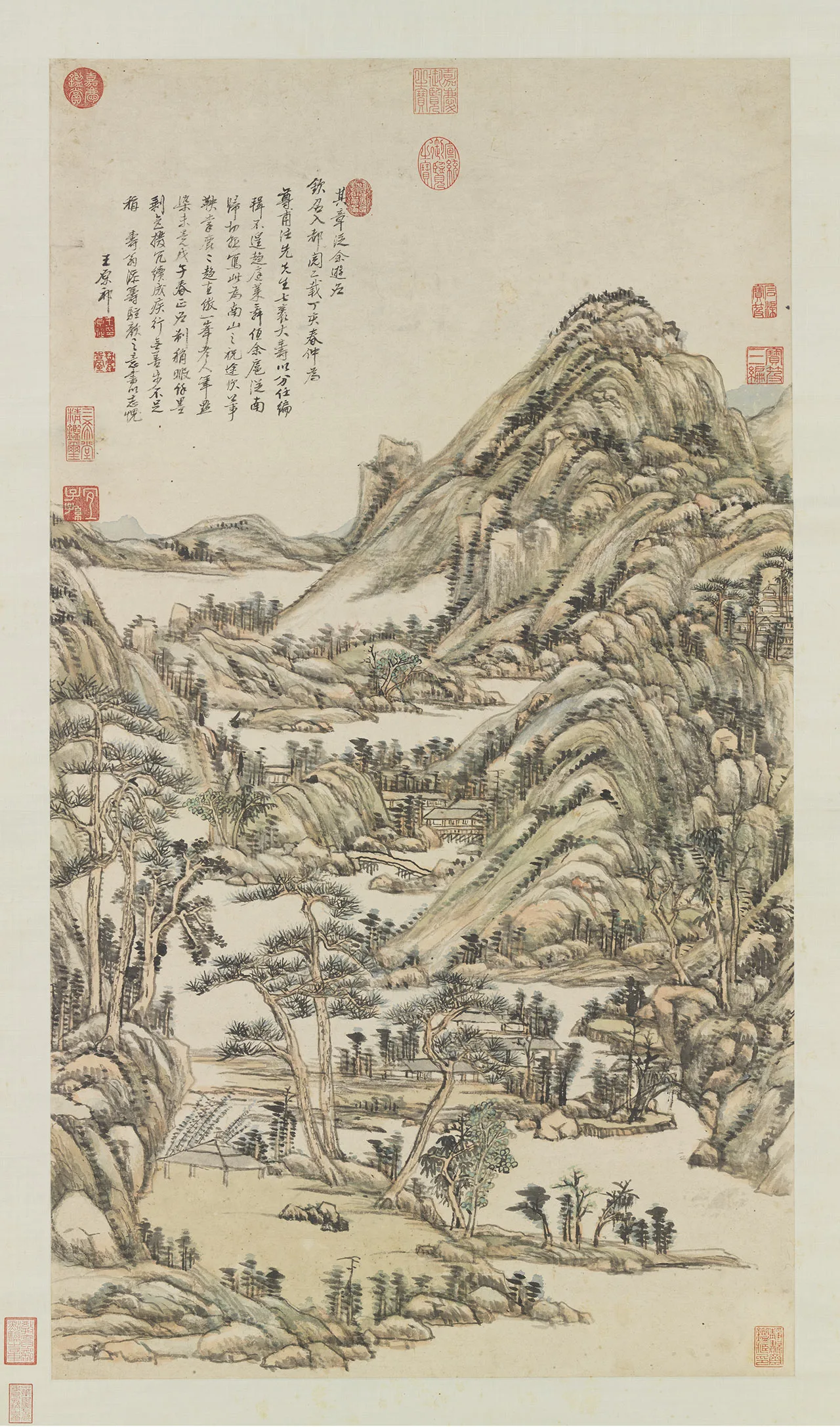 清王原祁山水画仿黄公望山水轴