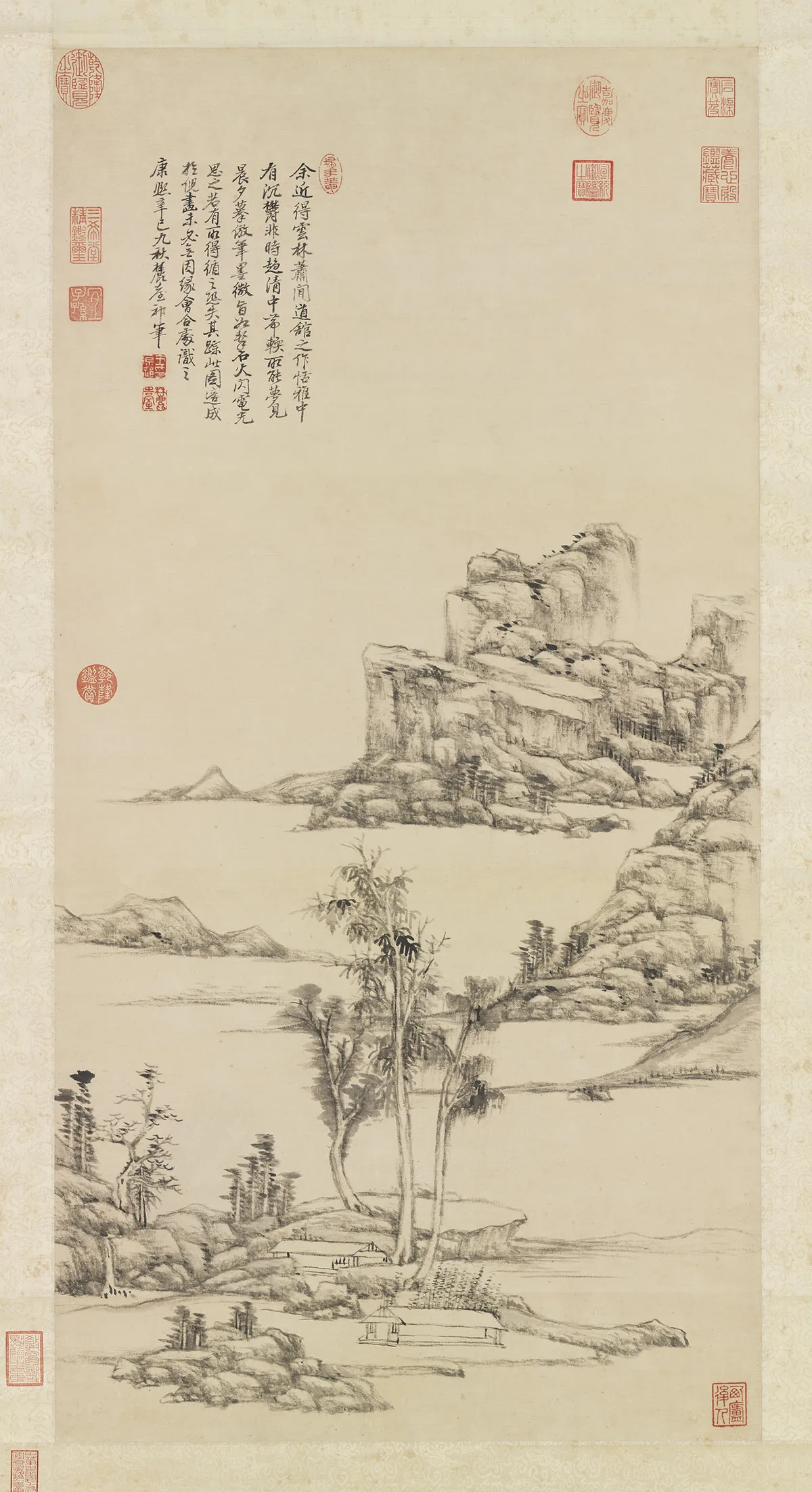 清王原祁仿倪瓒笔意轴