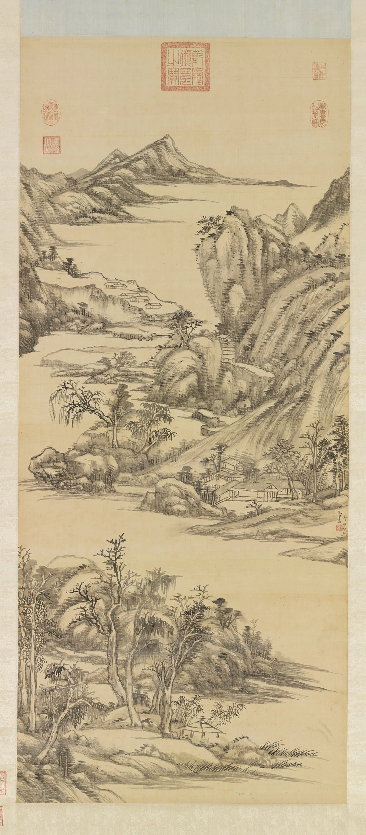 王原祁水墨山水画江山清霁图