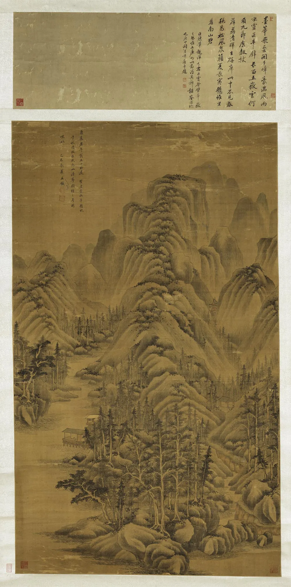 清王鉴山水画《仿巨然山水》轴