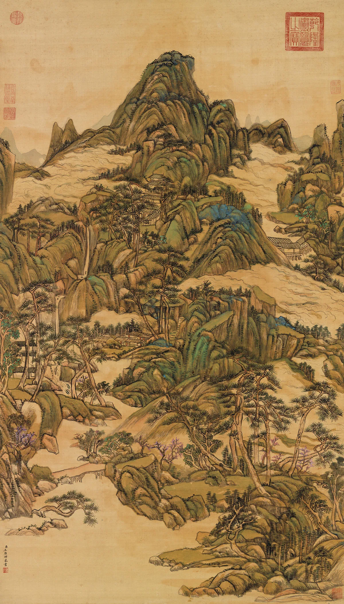 清王原祁山水画《春云出岫图》轴