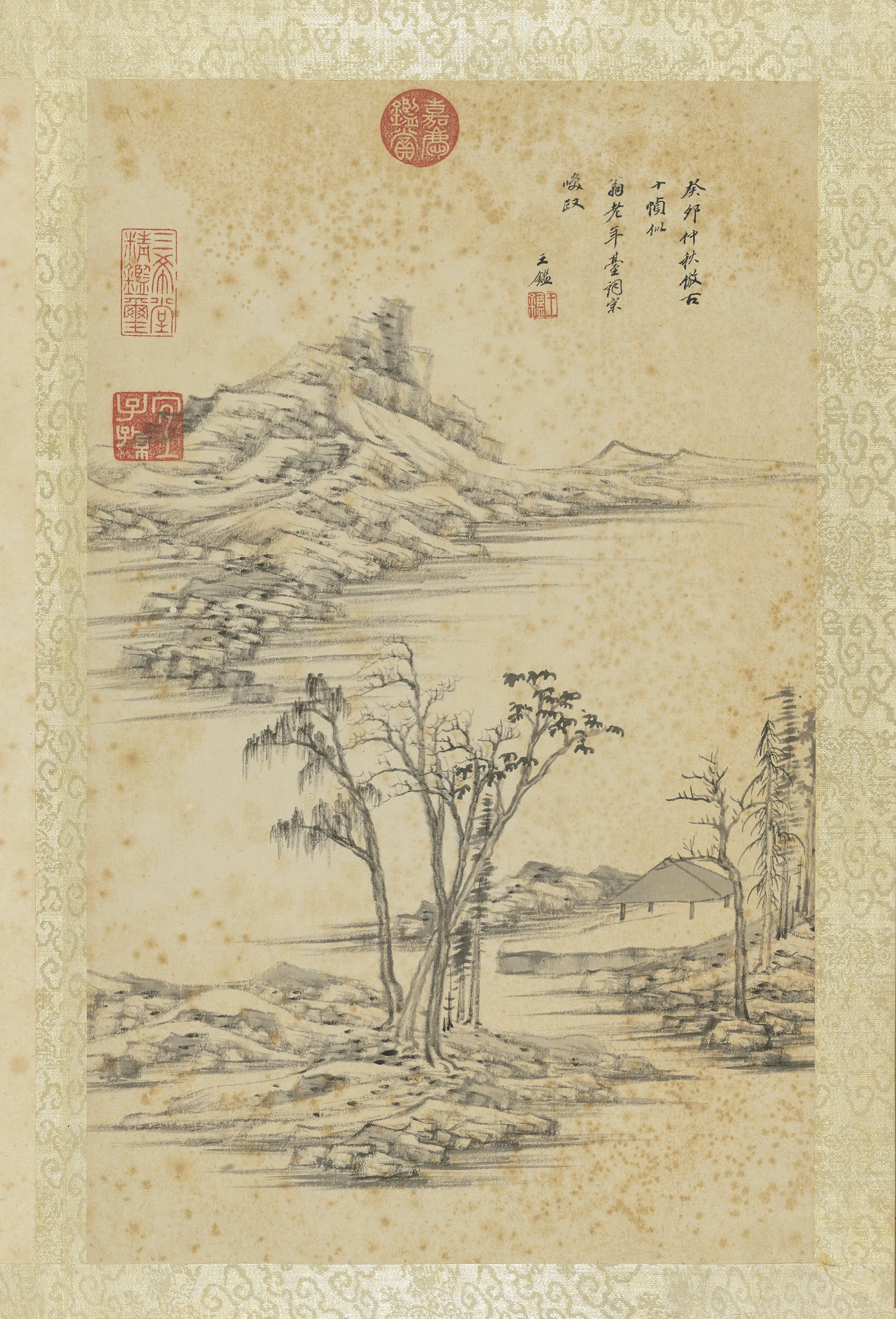 清王鉴(仲秋)癸卯仿古山水十帧册《远峰峭石图》