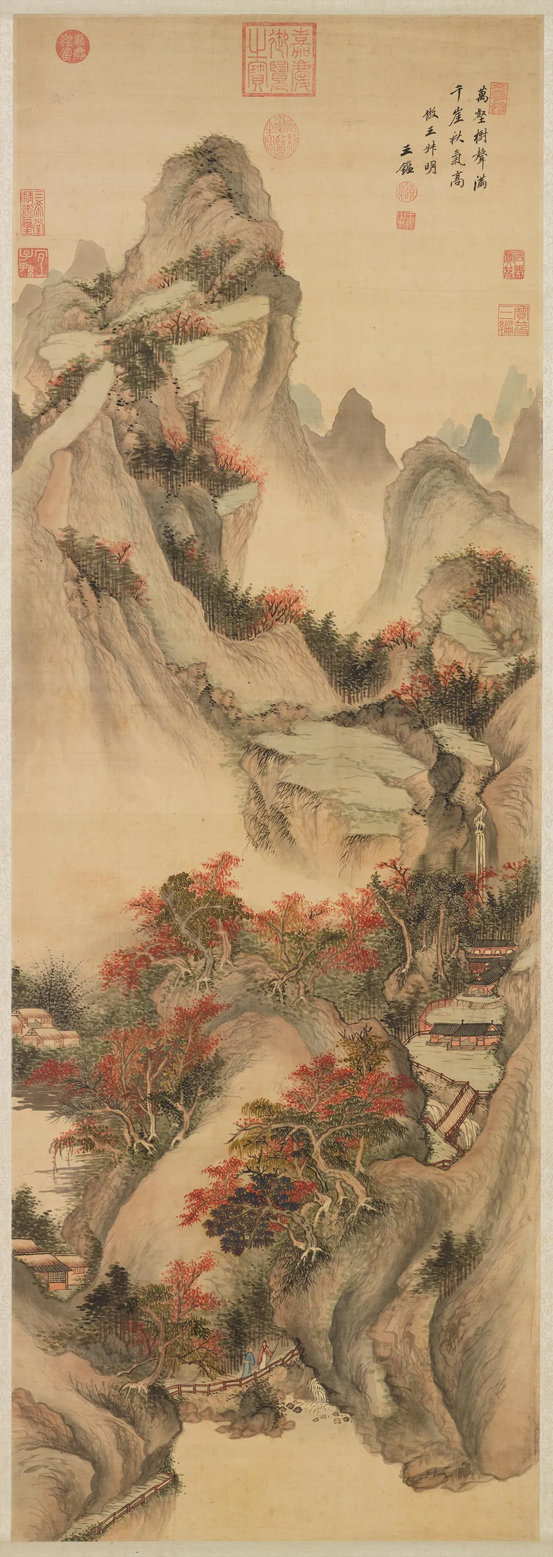 王鉴山水画《仿王蒙秋山图》