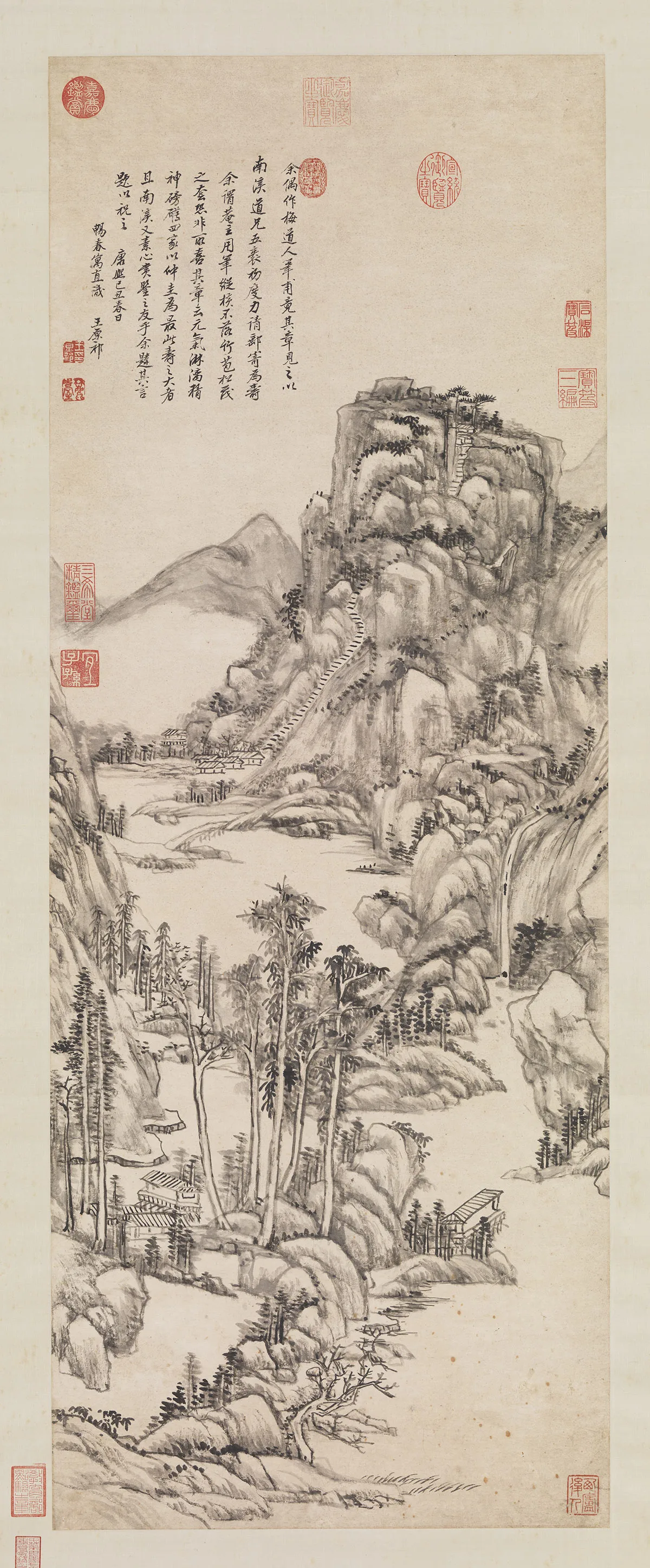 清王原祁仿吴镇山水轴