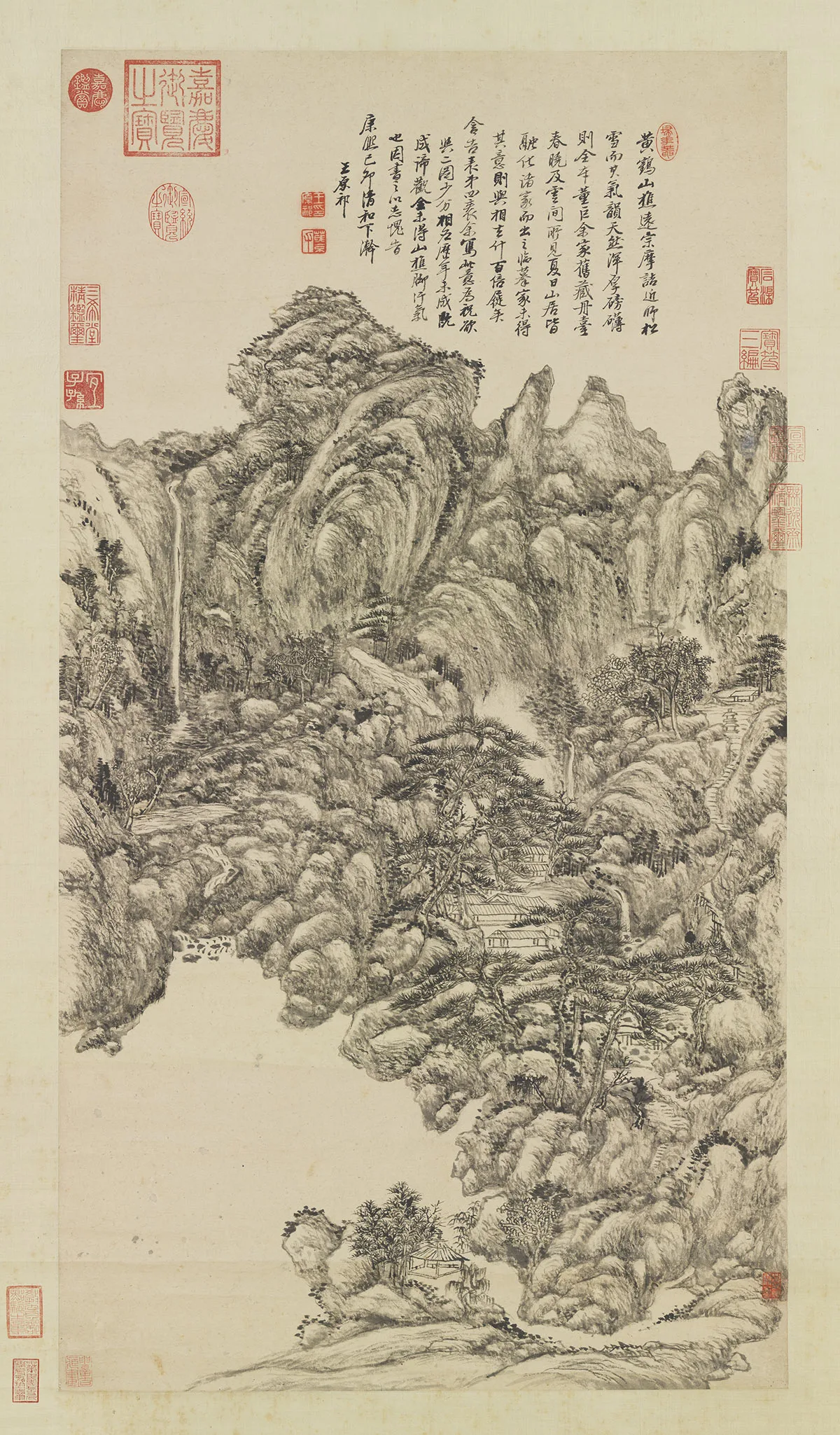 王原祁仿王蒙山水